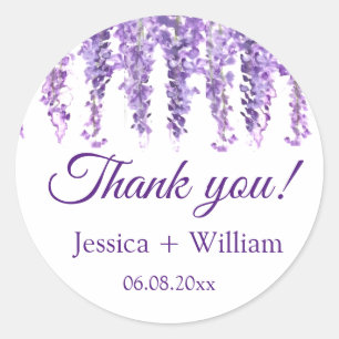 Wisteria Lila Hochzeit Danke  Runder Aufkleber
