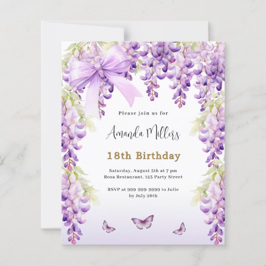 Wisteria lila Schmetterling-Buggelaufruf (Vorderseite)