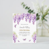 Wisteria lila Schmetterling Einladung zum Geburtst (Stehend Vorderseite)