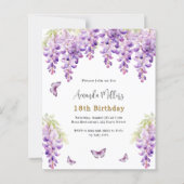 Wisteria lila Schmetterling Einladung zum Geburtst (Vorderseite)