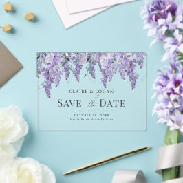 Wisteria Lila Watercolor Wedding Save the Date Acryleinladungen