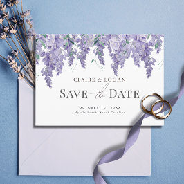 Wisteria Lila Watercolor Wedding Save the Date Einladung