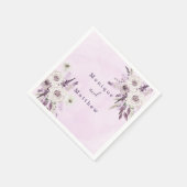 Wisteria Lilac White Rose Chic Rose Hochzeit Napk Serviette (Ecke)