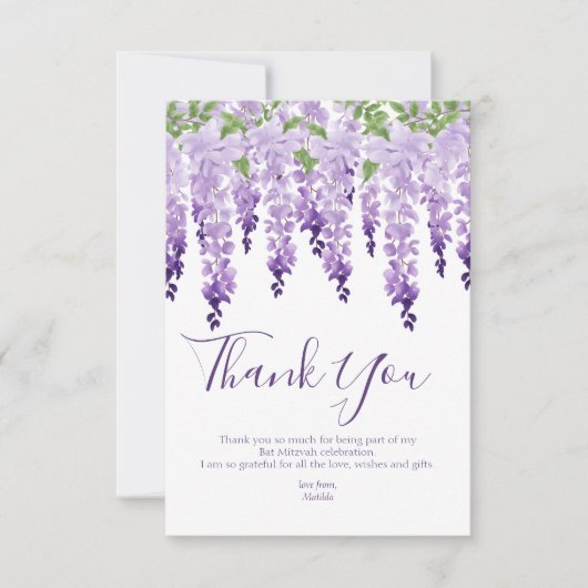 Wisteria Locarno | Bat Mitzvah Dankeskarte (Vorderseite)