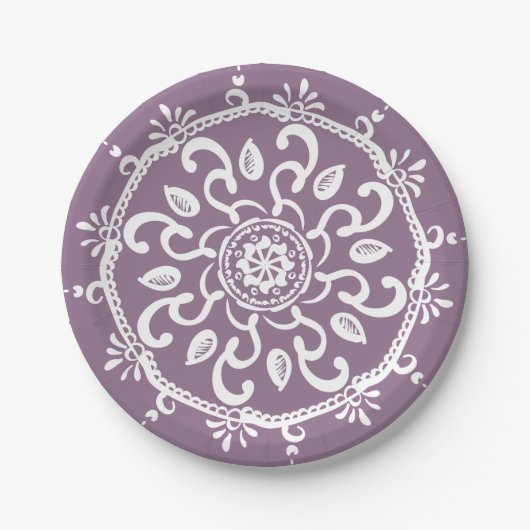 Wisteria Mandala Pappteller (Vorderseite)