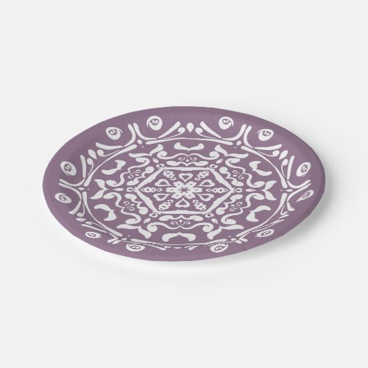 Wisteria Mandala Pappteller (Schrägansicht)