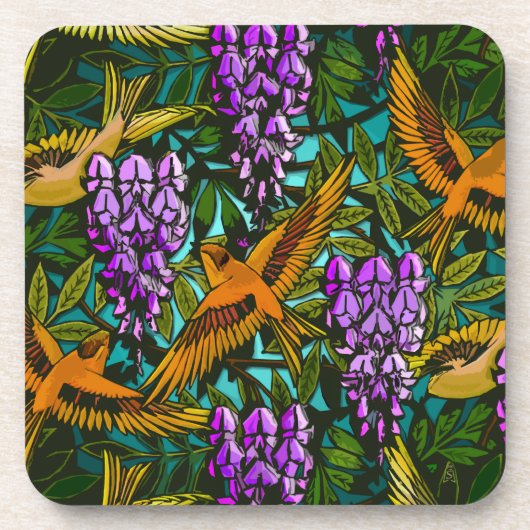 Wisteria 'n Birds (Set von 6 korkgeeichten Unterse Untersetzer (Vorderseite)