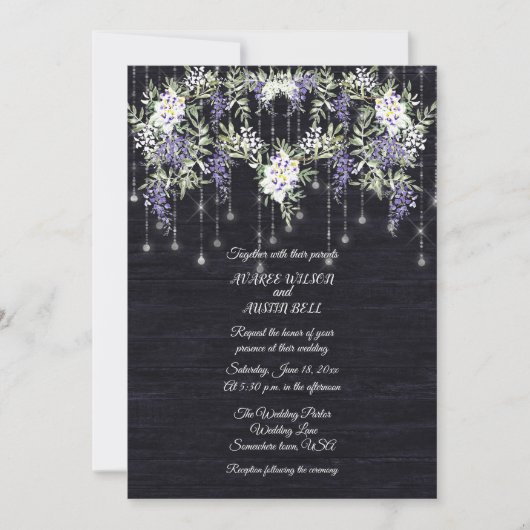 Wisteria Navy Barnboard String Lights (Vorderseite)