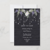 Wisteria Navy Barnboard String Lights Save The Date (Vorderseite)