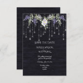Wisteria Navy Barnboard String Lights Save The Date (Vorne/Hinten)