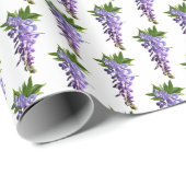 Wisteria Patterns Lila Green White Background Wr Geschenkpapier (Rolleneckpunkt)