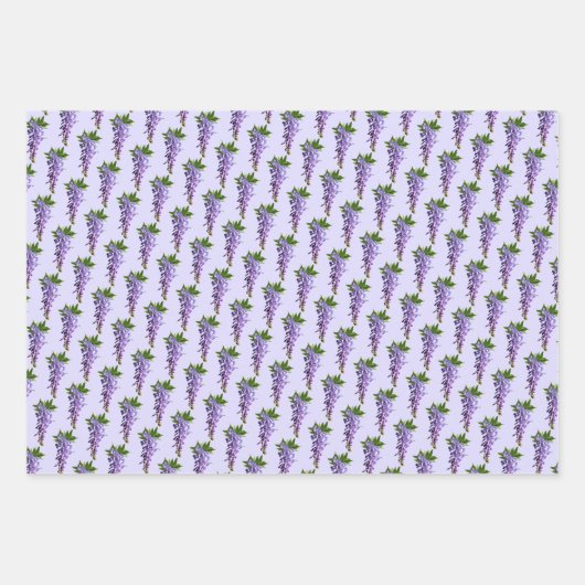 Wisteria Patterns Lila-grüner weißer Hintergrund Geschenkpapier Set (Vorderseite 2)