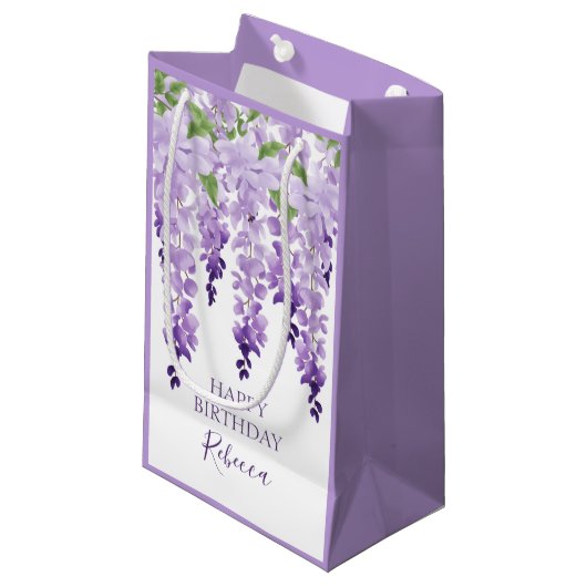 Wisteria Personalisierter Name | Geburtstag Kleine Geschenktüte (Vorderseite Schrägansicht)