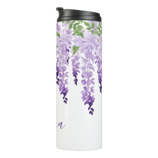 Wisteria Personalisierter Name Thermosbecher (Nach rechts gedreht)