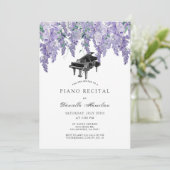 Wisteria Piano White Recital Invitation Einladung (Stehend Vorderseite)