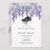 Wisteria Piano White Recital Invitation Einladung (Vorne/Hinten)