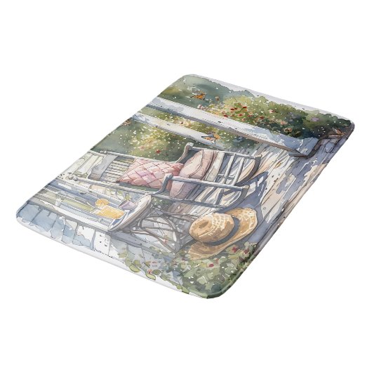 Wisteria Porch Rocking Chair Szene Badematte (Schrägansicht)