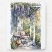Wisteria Porch Rocking Chair Szene Mousepad (Vorne)
