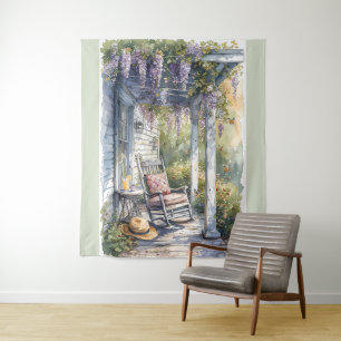 Wisteria Porch Rocking Chair Szene Wandteppich