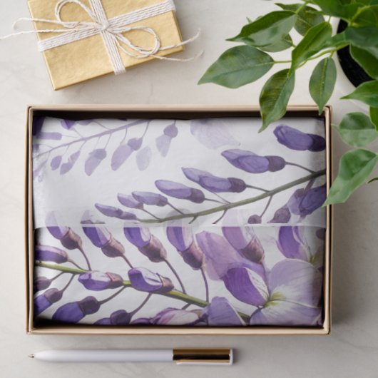 Wisteria Purple Blumen Wildblumen Aquarell Seidenpapier (Geschenk)