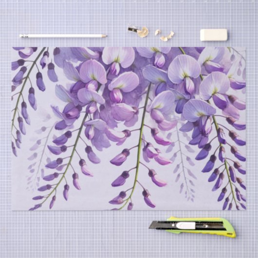Wisteria Purple Blumen Wildblumen Aquarell Seidenpapier (Handwerk)