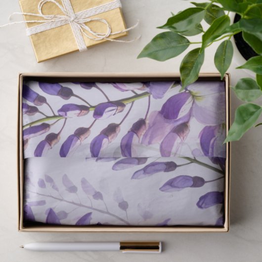 Wisteria Purple Blumen Wildblumen Aquarell Seidenpapier (Geschenk)