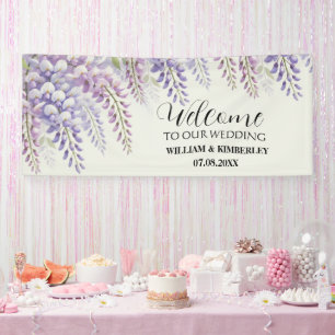 Wisteria Purple Flowers Elegante Wedding Banner