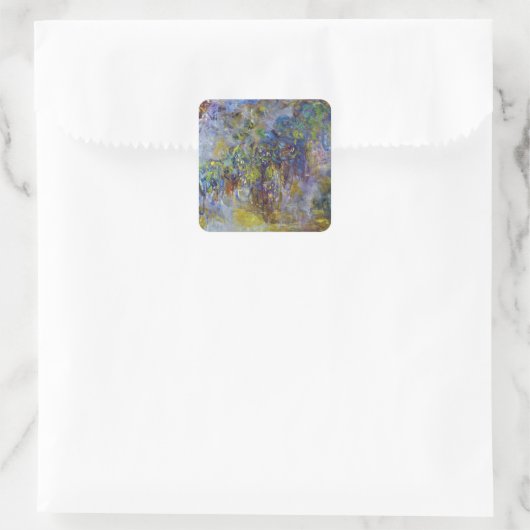 Wisteria (rechte Hälfte) von Claude Monet Quadratischer Aufkleber (Tasche)