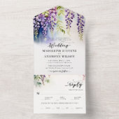 Wisteria Romantic Garden Party Lila Blue Wedding All In One Einladung (Innen Boden)