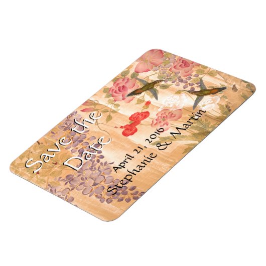 Wisteria Rose Blume Floral Speichern Sie das Datum Magnet (Linke Seite)