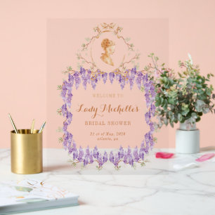 Wisteria Royale Florale Hochzeitsdusche  Acrylschild