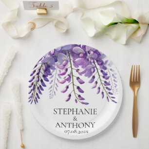 Wisteria Rustikale Purpur Blumen Hochzeit Pappteller