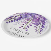 Wisteria Rustikale Purpur Blumen Hochzeit Pappteller (Schrägansicht)