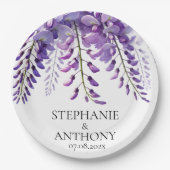 Wisteria Rustikale Purpur Blumen Hochzeit Pappteller (Vorderseite)