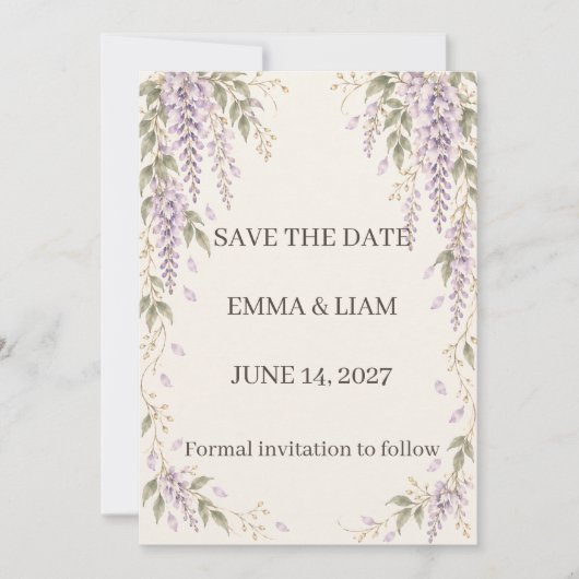 Wisteria Save the Date (Vorderseite)