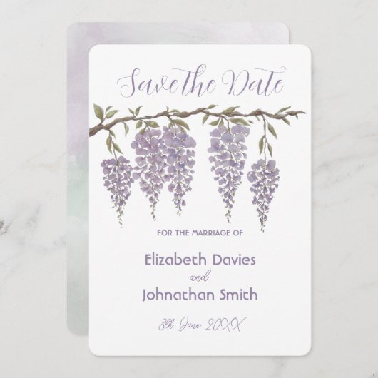 Wisteria Save the Date Card (Vorne/Hinten)