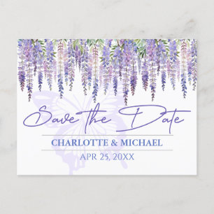 Wisteria Spring Garden Wedding Save the Date Postkarte