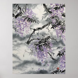 Wisteria Sumi e print Poster