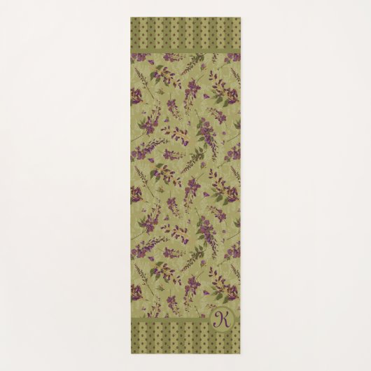 Wisteria Tossed Blume Mit Monogramm Yogamatte (Vorderseite)