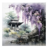 Wisteria Tree and Asian Temple Fotodruck (Vorne)