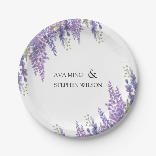 Wisteria tree Lavender Monogram Wedding Pappteller (Vorderseite)