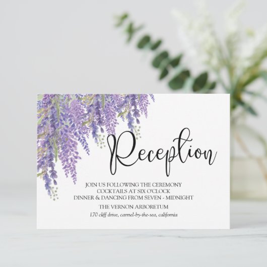 Wisteria tree Pastel Wedeption Begleitkarte (Stehend Vorderseite)