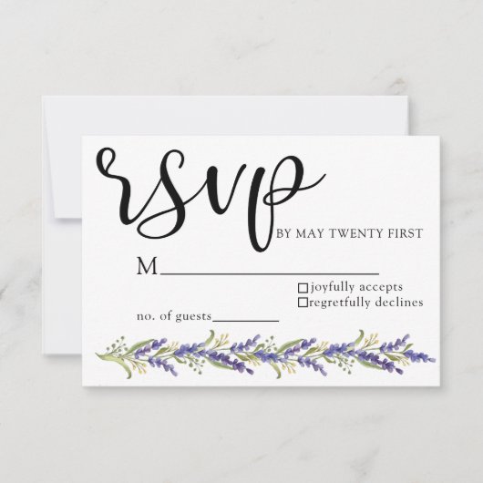 Wisteria tree watercolor lila Wedding RSVP Karte (Vorderseite)