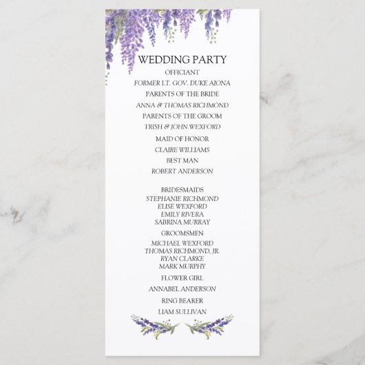 Wisteria Tree Wedding Program Programm (Rückseite)