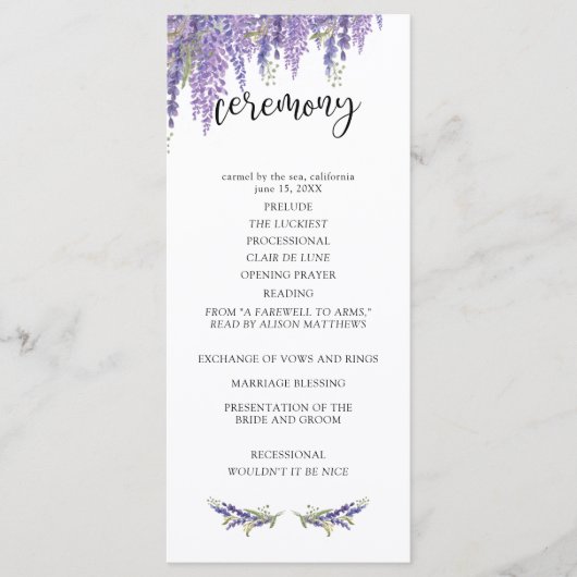 Wisteria Tree Wedding Program Programm (Vorderseite)