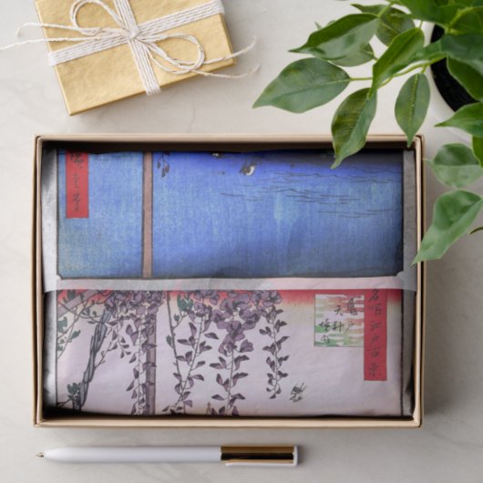 Wisteria und Arched Bridge, Hiroshige Seidenpapier (Geschenk)