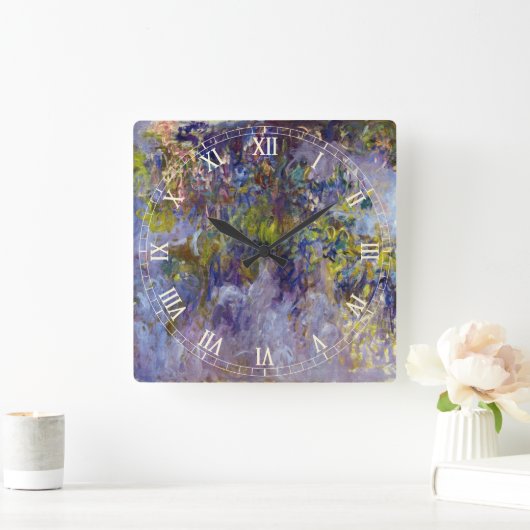 Wisteria (verlassen Hälfte) von Claude Monet Quadratische Wanduhr (Zuhause)