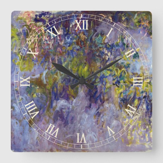 Wisteria (verlassen Hälfte) von Claude Monet Quadratische Wanduhr (Vorderseite)