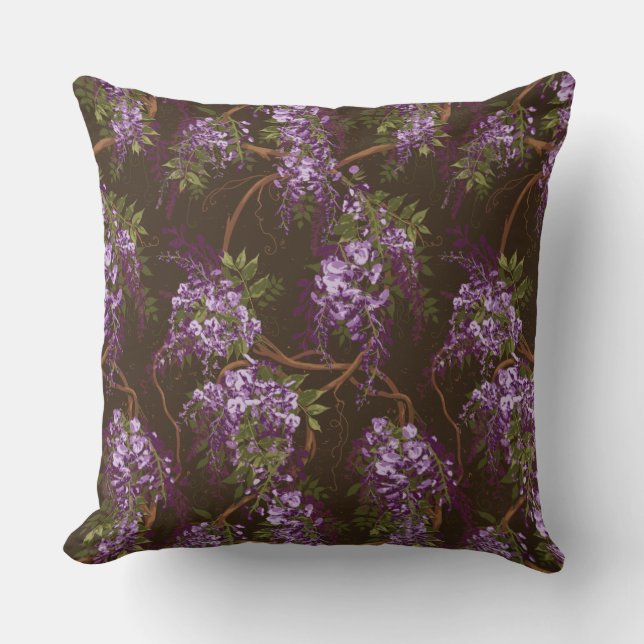 Wisteria Vine Floral Throw Kissen (Vorderseite)