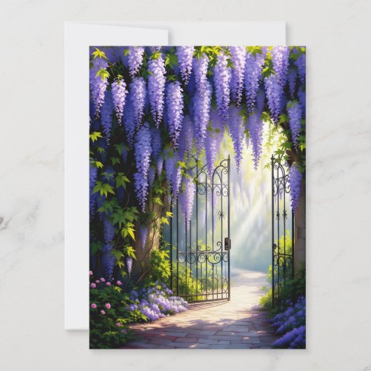 Wisteria vine on nostalgic, victorian garden gate einladung (Vorderseite)